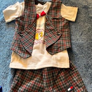Checkered Vest & Shorts with grey t-shirt